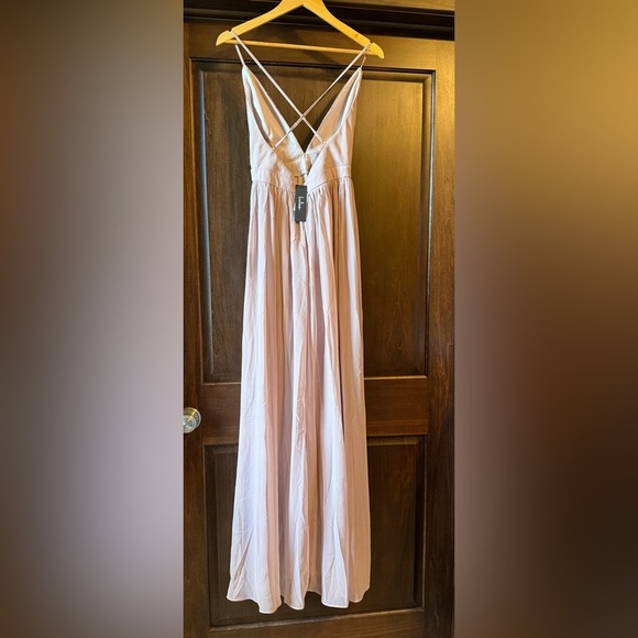 Lulus XSmall Ballroom Bliss Dusty Lilac Pleated Maxi Dress with slit - Picture 6 of 8